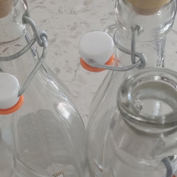 Glass Bottles Lot of Four of Attractive Design w/h Special Cork. - Picture 3 of 7